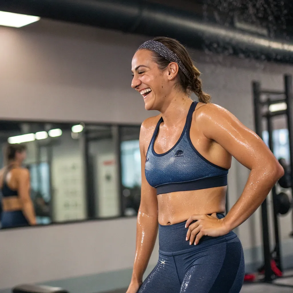 Smiling woman in gym attire